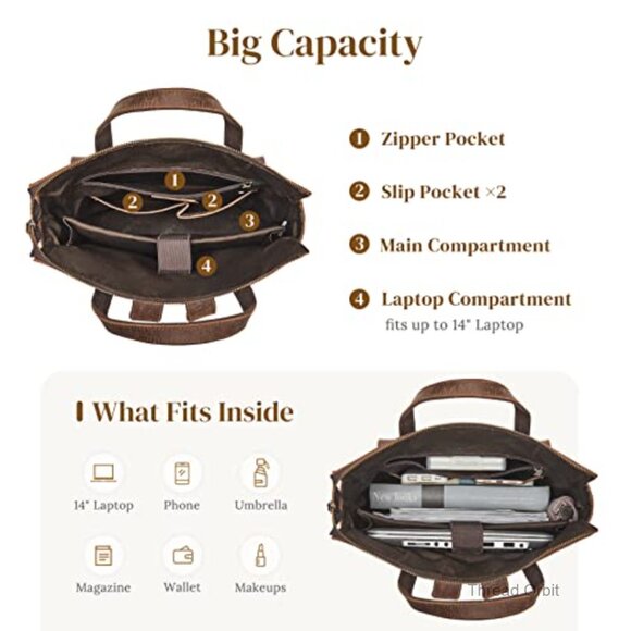 Genuine Leather Backpack Purse Daypack Laptop Compartment Travel Bag main image 4